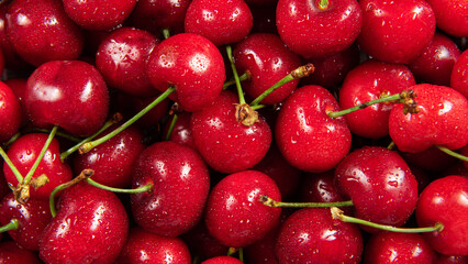 ripe red chrries fruit texture background