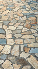 Texture of a pavement of colored marble pieces.
Marble flooring design ideas. Outdoor pedestrian area.
Crazy and broken marble mosaic.