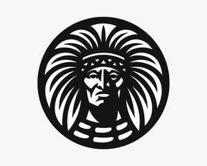 American Indian modern logo, emblem design template. Native american vector illustration.