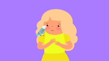 Girl with a bird on her shoulder