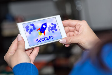 Success concept on a smartphone