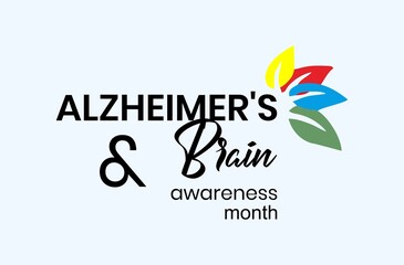 Alzheimer's and Brain awareness month is observed every year in June. it is an irreversible, progressive brain disorder that slowly destroys memory and thinking skills. Vector illustration.