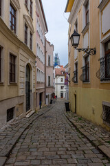 Street in the historic center of Bratislava, Slovakia