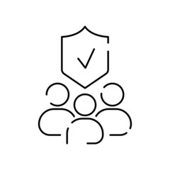 Family insurance icon suitable for info graphics, websites and print media and interfaces. Line vector icon. Save and protect. Shield