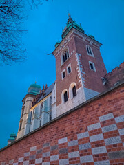 Fototapeta na wymiar KRAKOW, POLAND, 7 JANUARY 2022: The Wawel Castle and Cathedral