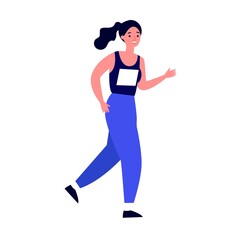 Family jogging in city park. Parent running marathon. Vector illustration for lifestyle, outdoor activity, sport, leisure, fitness concept