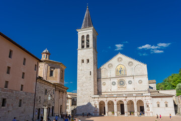 Fototapeta na wymiar SPOLETO, ITALY, 7 AUGUST 2021 View of Spoleto Cathedral