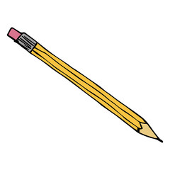 Vector pencil clipart. Hand drawn office supplies illustration. For print, web, design, decor, logo.