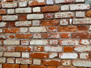 Background of a red worn brick wall