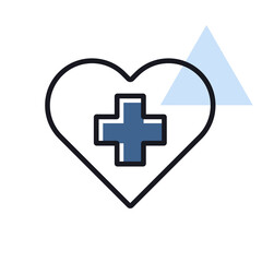 Cross inside heart vector icon. Medical sign