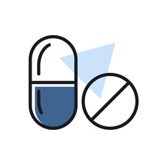 Tablets and pill vector icon. Medical sign