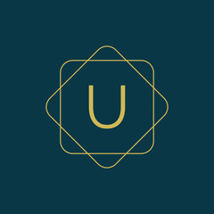 Initial letter U logo design vector with square element. creative U letter logo design.
