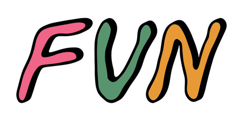 Hand drawn vector colorful lettering. Cute holiday doodle illustration. Fun clipart for print, web, design, decor.