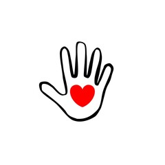 Obraz premium Hand Holding icon. Heart on hand logo