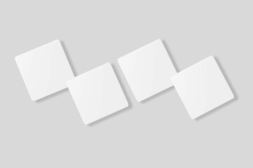 Floating blank square business card for mockup. 3D Render.
