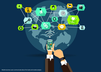 Illustration business.design modern  idea and concept think creativity. for Social network,success,plan,think,search,analyze,communicate, futuristic idea innovation technology.