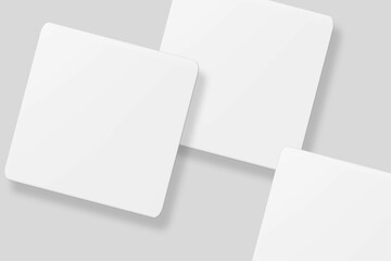 Floating blank square business card for mockup. 3D Render.
