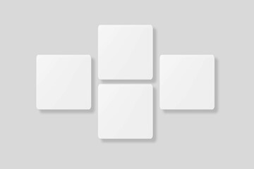 Floating blank square business card for mockup. 3D Render.