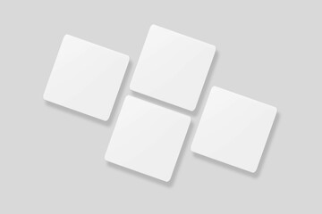 Floating blank square business card for mockup. 3D Render.
