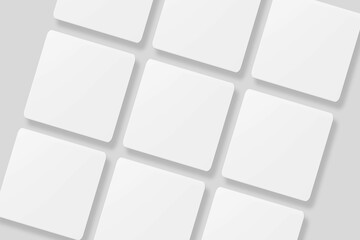 Floating blank square business card for mockup. 3D Render.