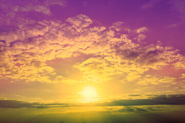 Colorful cloudy sky at sunset. Gradient color