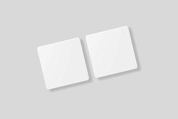 Floating blank square business card for mockup. 3D Render.