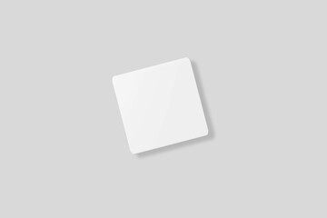 Floating blank square business card for mockup. 3D Render.