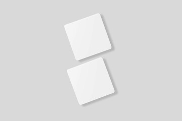 Floating blank square business card for mockup. 3D Render.