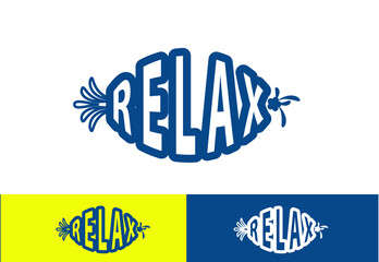 Relax letter t shirt, sticker, logo and icon design template