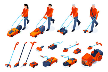 Isometric Lawn Mover Set