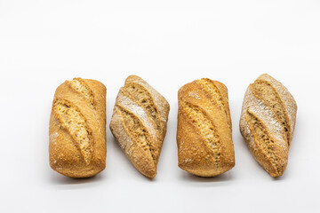 Delicious wholegrain muffins and cereals isolated on a white background