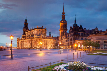 Fototapeta na wymiar Historisch Altstadt von Dresden am Abend, Deutschland