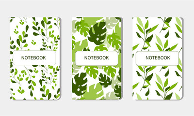 Set of fashion cases, covers and title pages. Abstract design from monstera leaves and zeli. Vector illustration.
