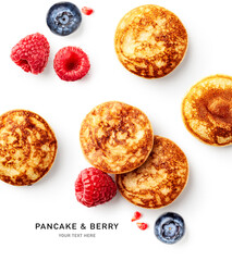 Fototapeta na wymiar Pancake and fresh berry creative layout.