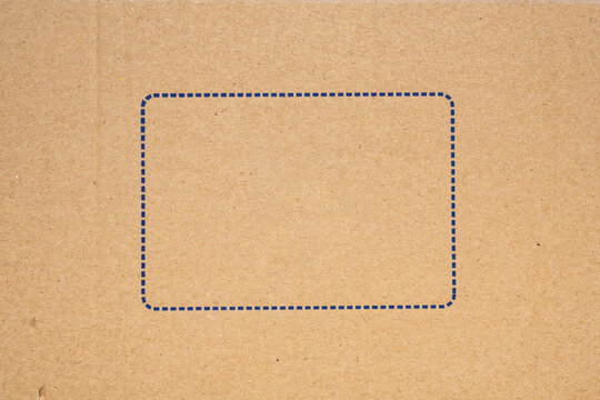 Old brown cardboard box paper texture with blue frame background
