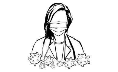 pandemic doctor line art