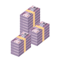 New Taiwan Dollar Vector Illustration. Taiwanese money set bundle banknotes. Paper money 2000 TWD. Flat style. Isolated on white background. Simple minimal design.