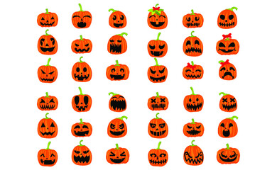 assorted pumpkin head vector for halloween