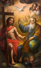 Obraz na płótnie Canvas VALENCIA, SPAIN - FEBRUAR 17, 2022: The painting of Holy Trinity in the church Iglesia de Nuestra Señora de Monteolivete by unknown artist.