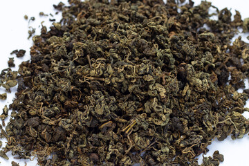 Dried Jiaogulan on white background.