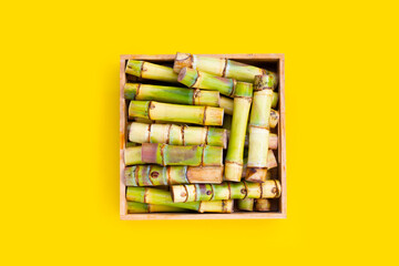 Sugar cane on yellow background.