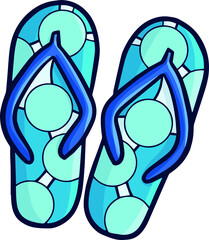 Cool rounded blue sandals cartoon illustration
