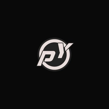 Initial PY logo circle line style, simple esport team logo design