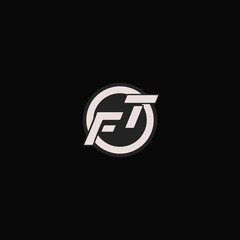 Initial FT logo circle line style, simple esport team logo design - obrazy, fototapety, plakaty