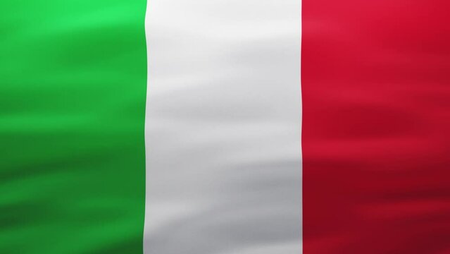 Wavy Italian flag in 4K, Texture Background of Flagpole. National flag of Italy - Loop footage for travel company, presentation, screensaver or advertising.