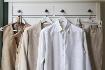 elegant men's suit in linen and natural fibers
