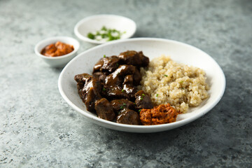 Beef ragout with tomato sauce
