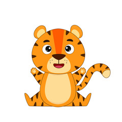 Cartoon character tiger isolated on white background.Tiger icon.Vector illustration for design and print