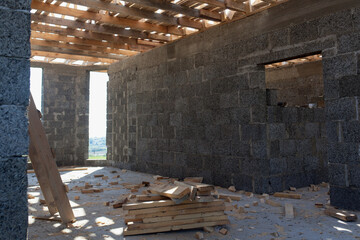Construction of a new concrete block house