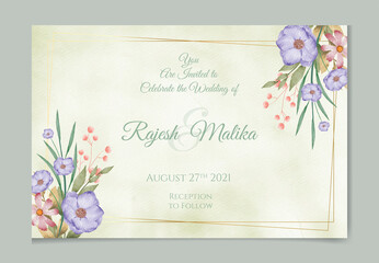 Elegant flower watercolor background card. Wedding floral invitation . with Thank you card, white pink watercolor floral flower and leaves.

